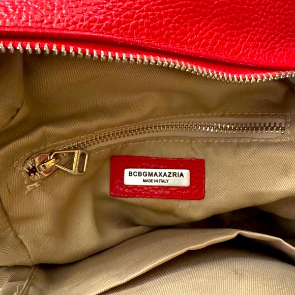 BCBGMaxAzaria Red Adjustable Backpack Purse Made in Italy Good Condition - Picture 12 of 16